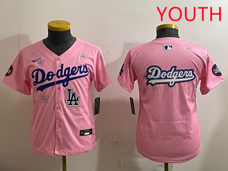 Youth Los Angeles Dodgers Blank Pink Sakura Edition 2025 Nike MLB Jersey style 18->youth mlb jersey->Youth Jersey